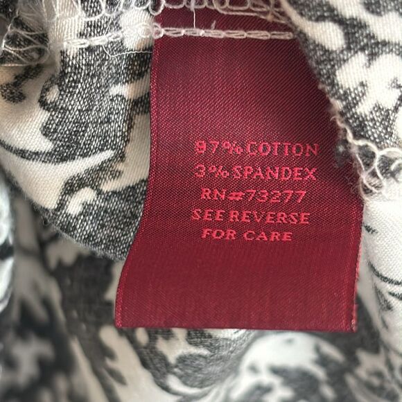 212 collection Women’s Black White Print 3/4 Sleeve Stretch Button Down Blouse L - Picture 15 of 16
